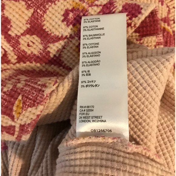 Anthropologie Pilcro Moira Floral Waffle Knit Thermal Top - Size Extra Small - Picture 9 of 9